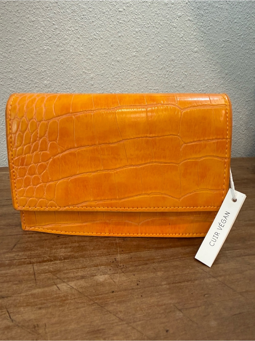 Urban Outfitters Orange Croc Embossed Vegan Leather Crossbody Bag NWT
